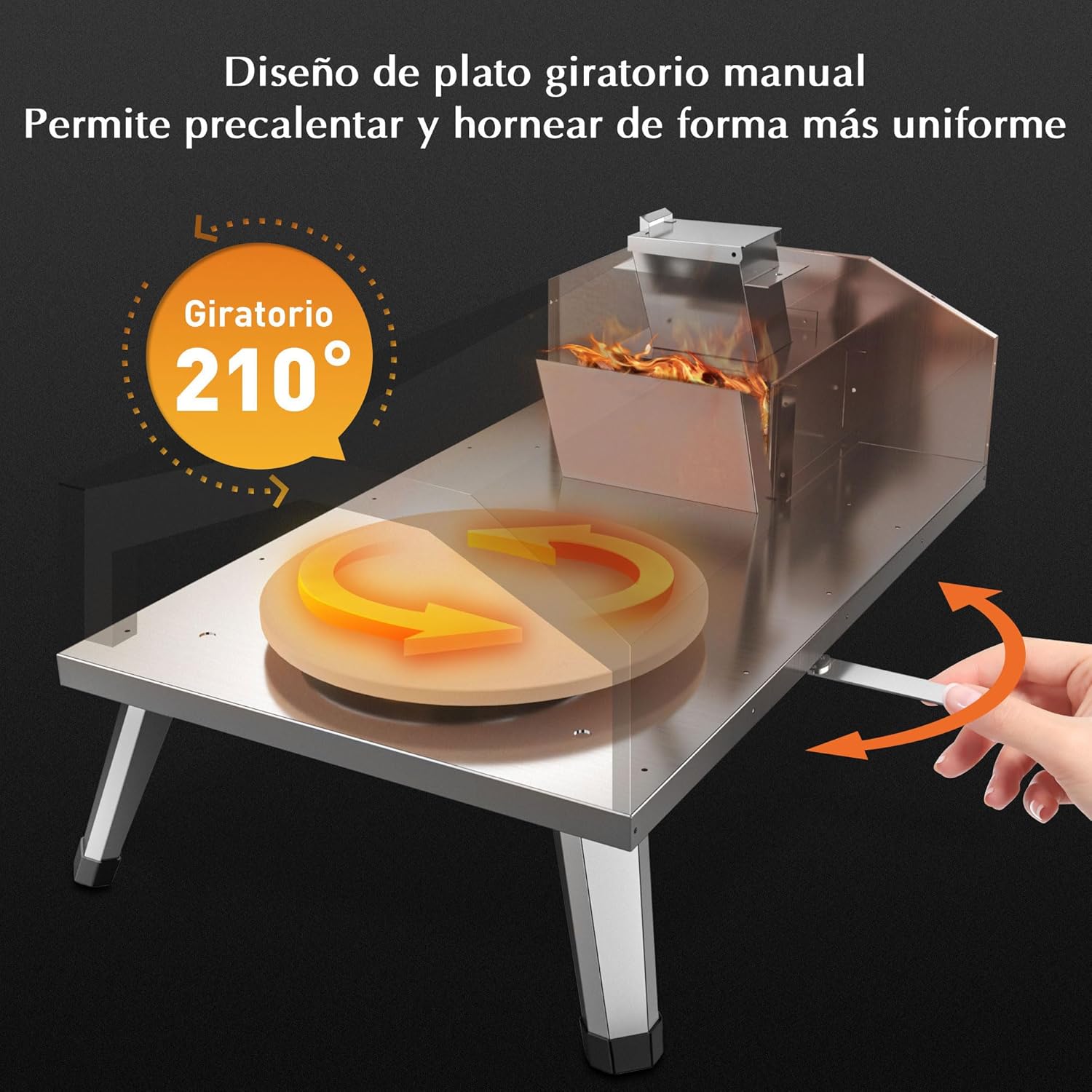 KitchenBoss Pizza Oven Outdoor Pizza Ovens Portable: Wooden Pellet Heated Pizza Oven with 30.5 cm Pizza Stone, Stainless Steel Pizza Oven for Garden, Patio, Backyard, Camping 12 Inch [Energy Class A]